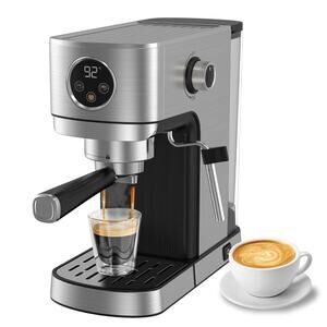 VEGETA Espresso Machine 20 Bar, 1350W w/ Milk Frother, Stainless Steel
